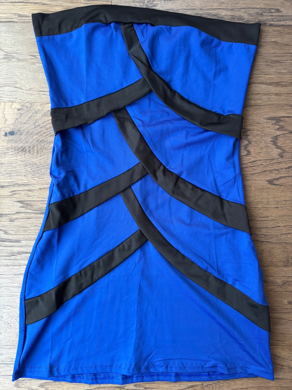 Blue & Black Strapless Dress